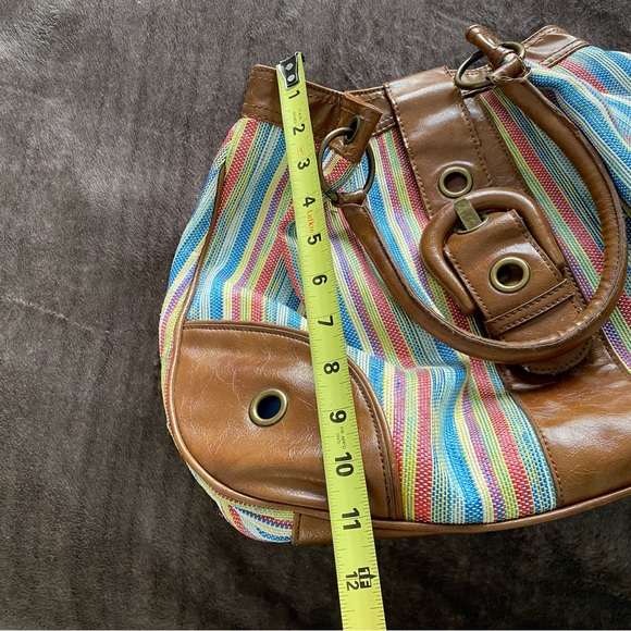 Aldo Colorful Striped Shoulder Bag with Brown Accents - Picture 11 of 12